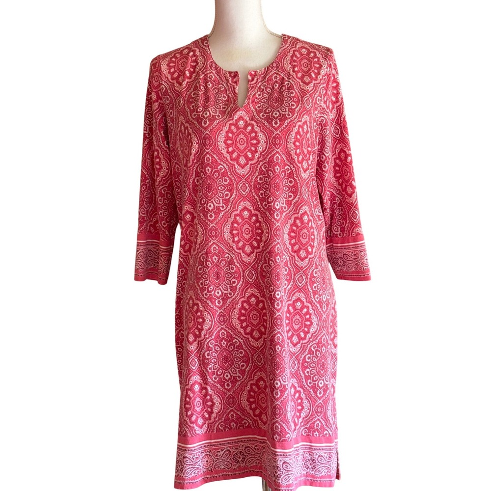 Coolibar Oceanside Tunic Dress Pink Paisley UPF 50+ Large, coastal, preppy